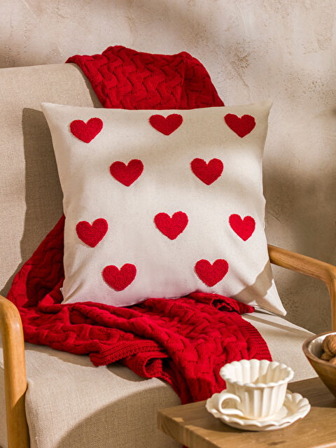 LCW HOME Kalp Baskılı Kırlent Kılıfı 45x45 cm - W5GH54Z8-YHV