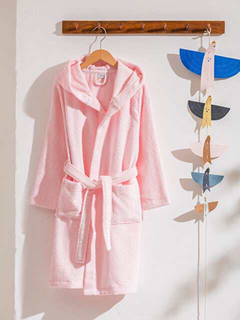 LCW HOME Kapüşonlu Pamuklu Kız Çocuk Bornoz - S61832Z4-FTG