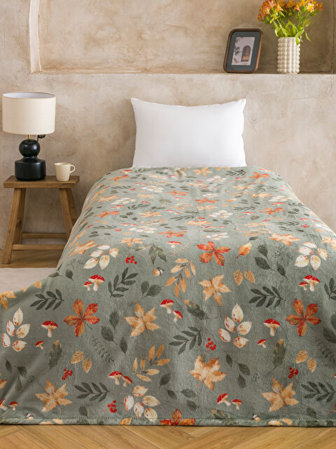 LCW HOME Yaprak Desenli Tek Kişilik Battaniye - W5IS26Z8-YKA