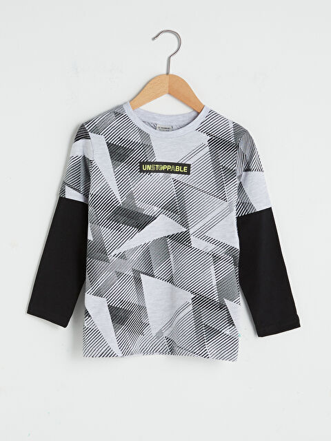 LCW Kids T-shirt à Manches Longues Imprimé Col Rond pour Garçons - S11644Z4-LRW