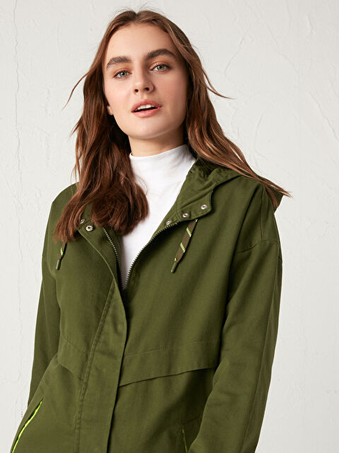 LCW Vision بالطو نسائي بكابوش كم طويل عادي سادة - S11965Z8-HCZ