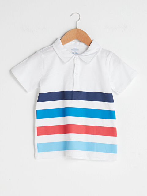 LCW baby Polo Neck Striped Cotton Baby Boy T-Shirt - S12471Z1-E5X