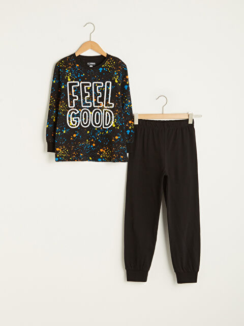 LCW Kids Crew Neck Printed Long Sleeve Boys' Pyjama Set - S13606Z4-LQJ