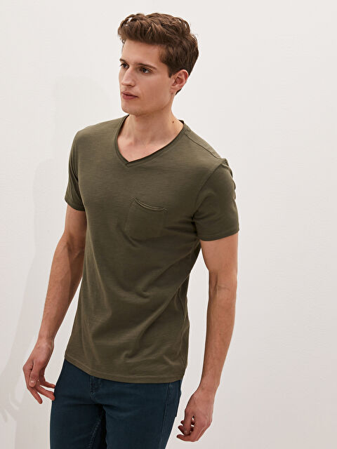 XSIDE Базовая мужская футболка из хлопка с V-образным вырезом и короткими рукавами - S13643Z8-HCZ