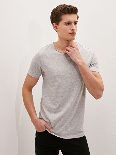 XSIDE Crew Neck Short Sleeve Basic Combed Cotton Men's T-shirt - S13648Z8-LAL