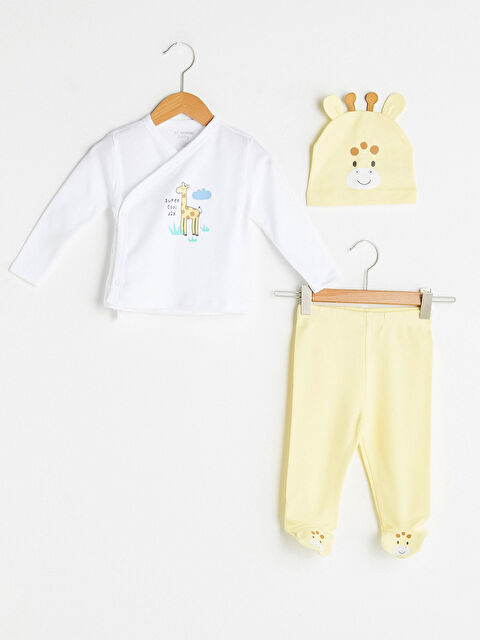 LCW baby طقم أولاد رضع من 3 قطع قطن مطبوع كم طويل بياقة مغلفة - S15094Z1-FFB