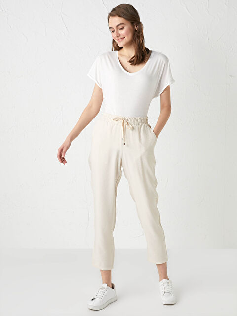 LCWAIKIKI Basic Elastic Waist Pocket Detailed Women's Trousers - S18558Z8-RQB