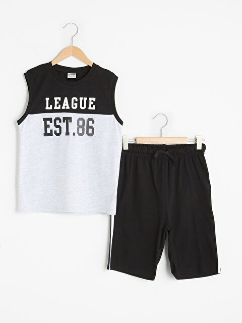 LCW Kids Crew Neck Printed Boys' Athlete and Shorts - S18690Z4-CVL