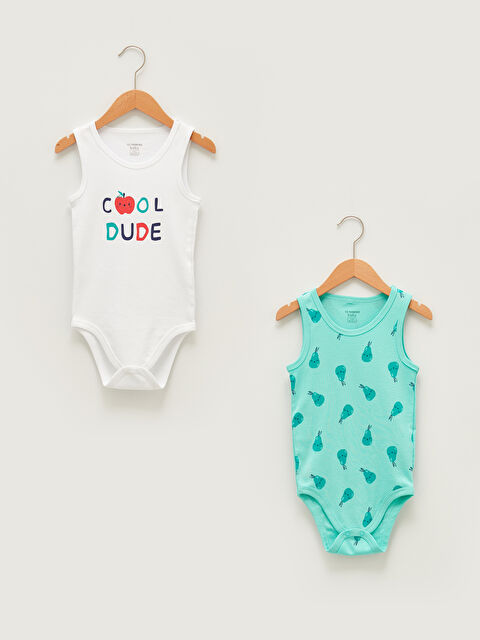 LCW baby Круглый вырез С принтом Хлопковый Унисекс Боди с заклепками для малышей 2 штуки - S18697Z1-E5X