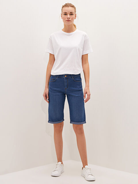 LCWAIKIKI Basic شۆرتی جینز ڕۆدیۆ - كه‌مه‌ر مامناوه‌ند، باریک، جیب ڕاست، بۆ ژنان - S19027Z8-H45