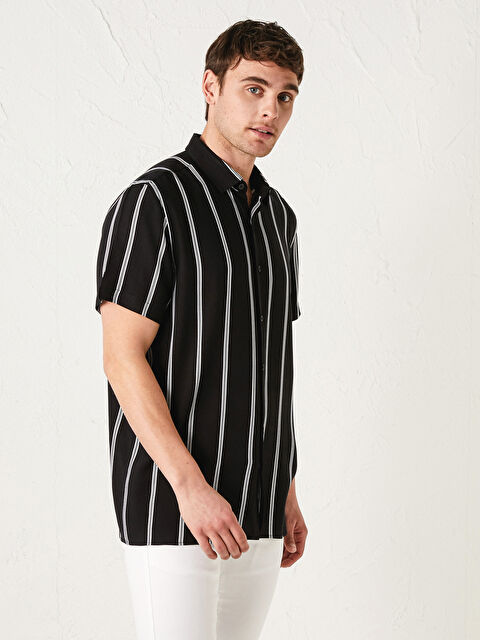 XSIDE Regular Fit Short Sleeve Striped Poplin Men's Shirt - S19379Z8-LEG
