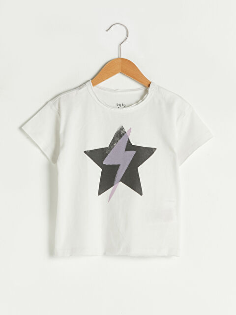 LCW baby Crew Neck Short Sleeve Printed Cotton Baby Boy T-Shirt - S1AB05Z1-FE8