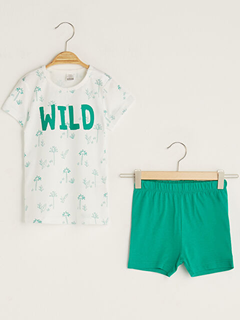 LCW baby Crew Neck Short Sleeve Printed Baby Boys' Pyjama Set - S1AG35Z1-LU7