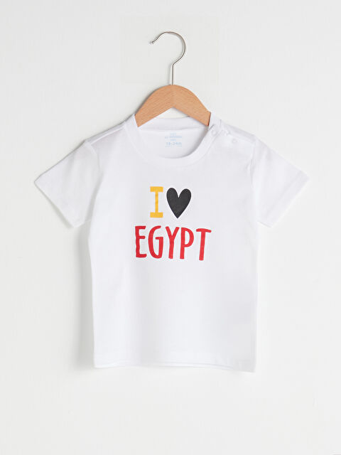 LCW baby Crew Neck Short Sleeve Printed Cotton Baby Boy T-Shirt - S1AG90Z1-E5X