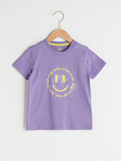 LCW baby Crew Neck Short Sleeve Printed Cotton Baby Boy T-Shirt - S1AH69Z1-GPZ