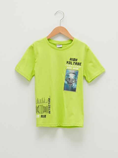 LCW Kids Crew Neck Hologram Printed Short Sleeve Cotton Boy T-Shirt - S1AS91Z4-JSZ