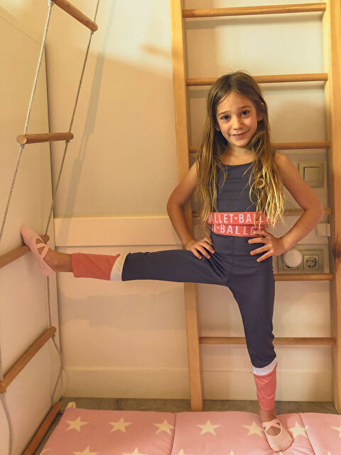 LCW Kids Girl's Ballet Bustier With Flexible Fabric Lettering Printed - S1BA13Z4-HGV