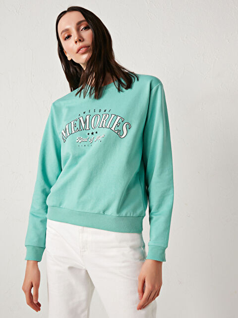 LCW Vision Slogan Printed Crew Neck Sweatshirt - S1BH61Z8-GBB