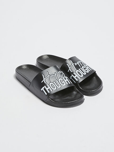 LCW STEPS Тапочки с одним ремешком и принтом-слоганом для женщин - S1BR21Z8-HUC