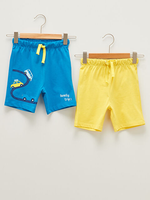 LCW baby Elasticated Waist Cotton Baby Boys' Shorts 2 Pack - S1CD59Z1-JXJ