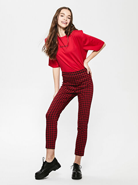 LCW Vision Plaid Ankle Gabardine Trousers - S1CL81Z8-LPA