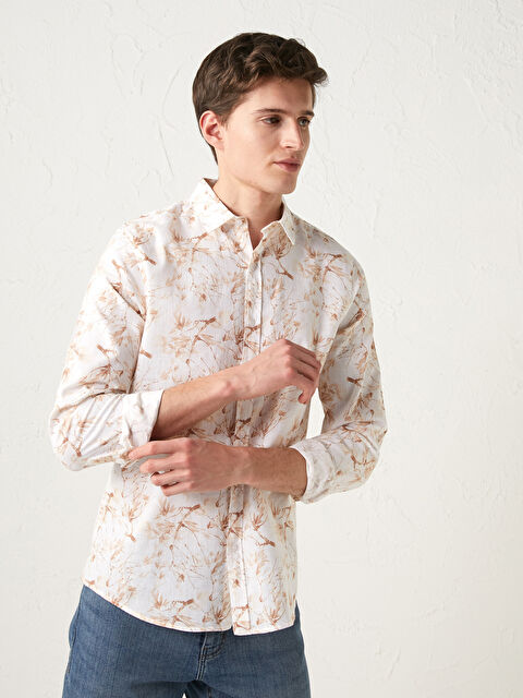 XSIDE Slim Fit Long Sleeve Patterned Poplin Men's Shirt - S1CV18Z8-LQA