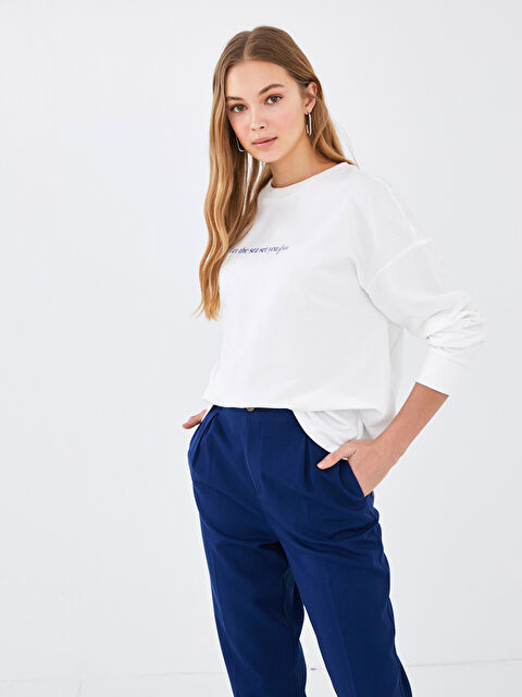 LCW Vision Crew Neck Printed Long Sleeve Women's Sweatshirt - S1CV23Z8-EEW