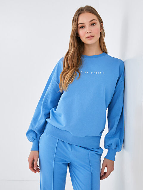 LCW Vision Crew Neck Slogan Printed Long Sleeve Women's Sweatshirt - S1DJ30Z8-JSU