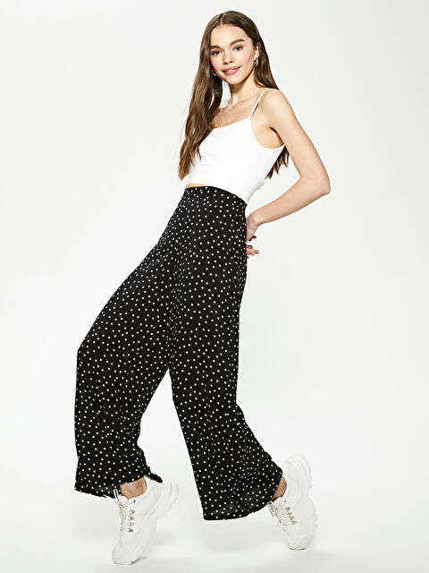 LCW Vision Elastic Waist Printed Poplin Women's Trousers - S1DL65Z8-LU7