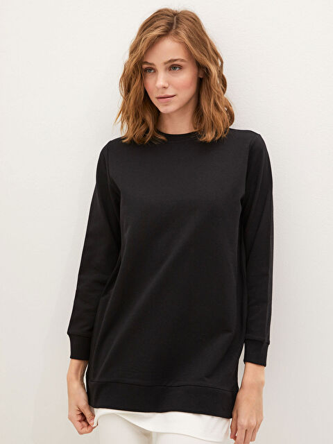 LCW Modest Crew Neck Plain Long Sleeve Women's Sweatshirt Tunic - S1DO48Z8-CVL