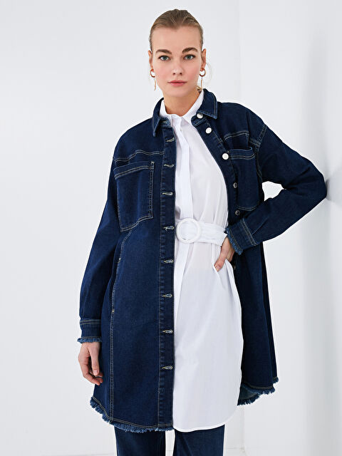 LCWAIKIKI Classic Shirt Collar Pocket Detailed Long Sleeve Women's Jean Jacket - S1EC63Z8-H45