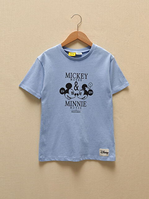 LCW Kids Crew Neck Minnie and Mickey Mouse Printed Short Sleeve Girls T-Shirt - S1EL06Z4-FMR