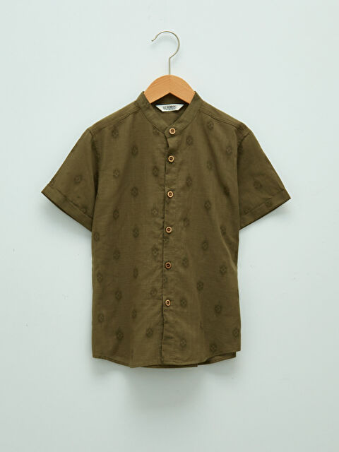 LCW Kids Grandad Collar Patterned Short Sleeve Poplin Boy's Shirt - S1EO97Z4-LS6