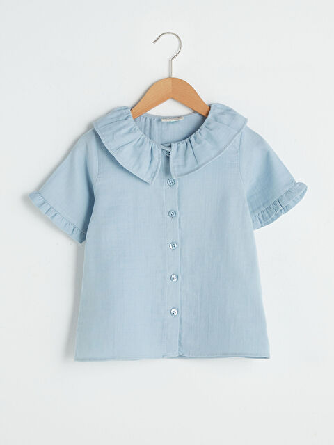 LCW Kids Baby Collar Short Sleeve Cotton Girl Shirt - S1EP51Z4-FFH