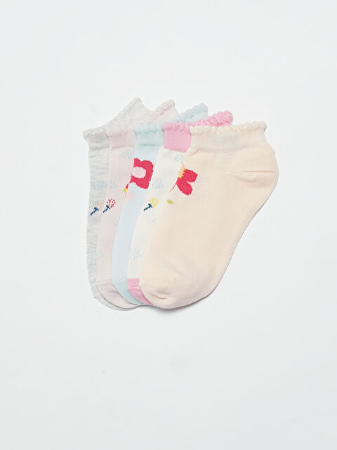 LCW Kids Patterned Girls' Trainer Socks 5 Pack - S1ES95Z4-FEQ