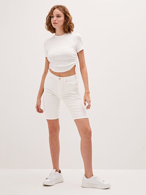 LCW Jeans Kadın Cep Detaylı Düz Jean Şort - S1ET87Z8-844