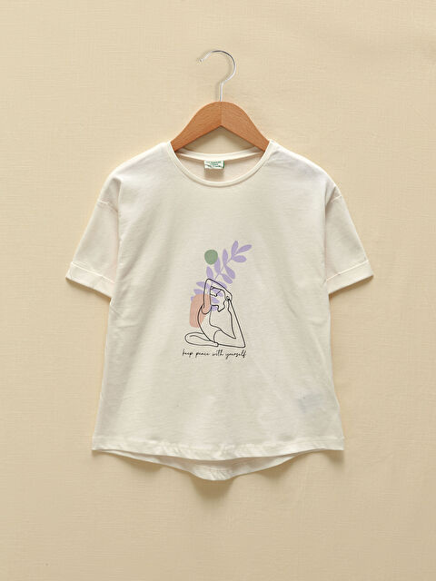 LCW Kids T-shirt pour Filles à Col Rond Imprimé à Manches Courtes - S1EV94Z4-FDH