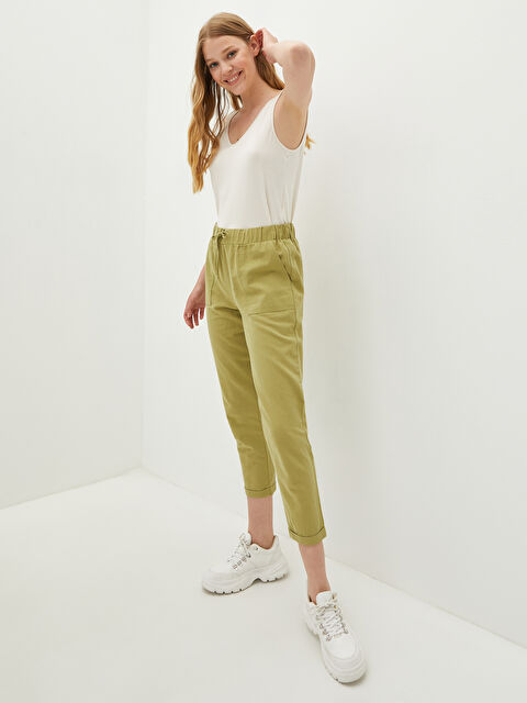 LCW Vision Elastic Waist Wide Fit Pocket Detailed Women's Trousers - S1FL06Z8-GFJ
