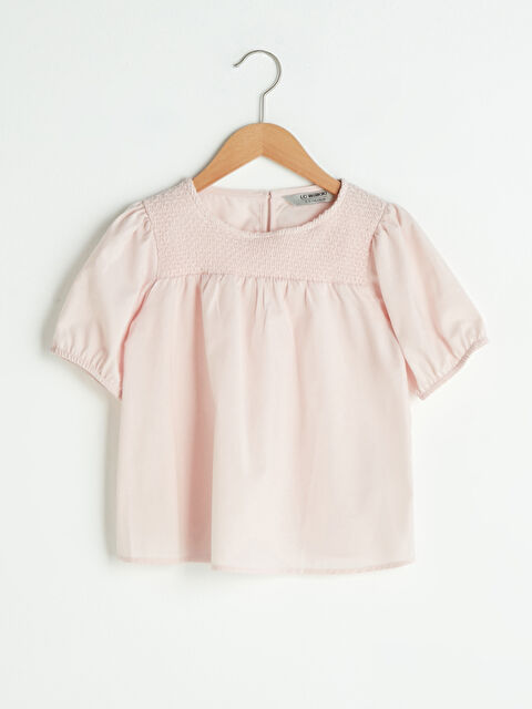 LCW Kids Crew Neck Basic Short Sleeve Poplin Girl Blouse - S1FP63Z4-G2J