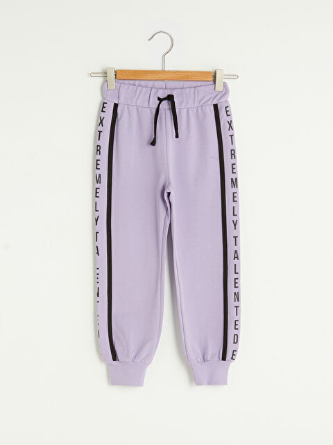 LCW Kids بنطلون رياضي بناتي بخصر مطاطي وشريط مزين بحروف مطبوعة - S1FS95Z4-FKW