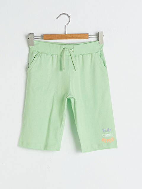 LCW Kids Elasticated Waist Printed Girls' Shorts - S1G815Z4-FZK