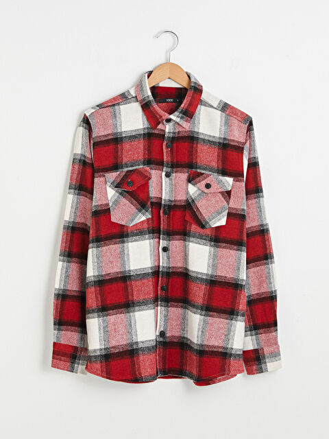 XSIDE Slim Fit Long Sleeve Plaid Men's Flannel Shirt - S1GQ77Z8-LPA