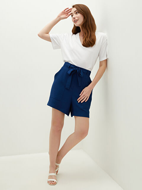 LCWAIKIKI Classic Women's Bermuda Shorts With Elastic Waist Belt Detailed Pockets - S1GS18Z8-JM3