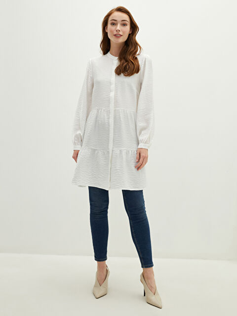 LCW Modest Grandad Collar Plain Long Sleeve Women's Tunic - S1GY46Z8-EEW