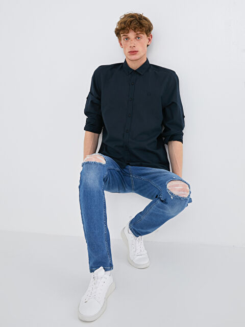 XSIDE Slim Fit Long Sleeve Men's Shirt - S1H418Z8-DQH