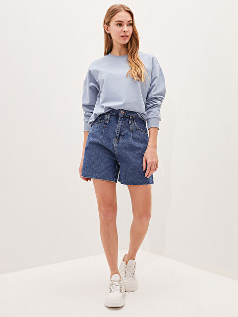 LCW Jeans Women's High Waist Pocket Detailed Jean Shorts - S1H492Z8-507