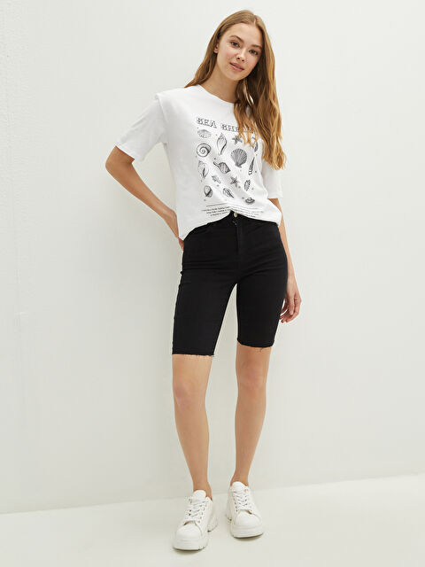 LCW Jeans Kadın Cep Detaylı Düz Jean Şort - S1H494Z8-327