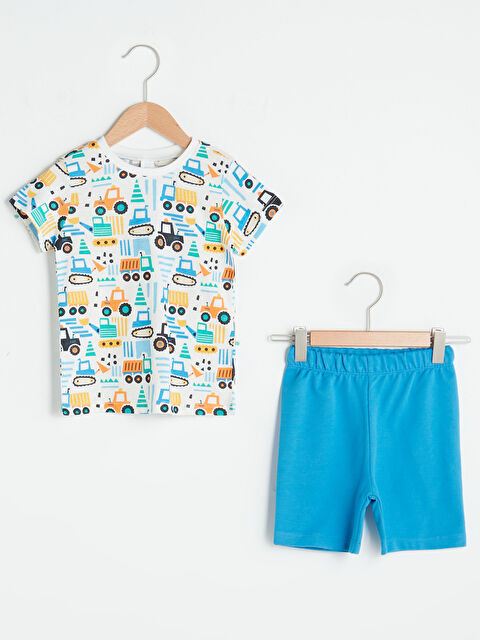 LCW baby Ensemble 2 Pièces T-shirt à Manches Courtes Imprimé et Short Cycliste Garçon Bébé - S1H511Z1-LQQ