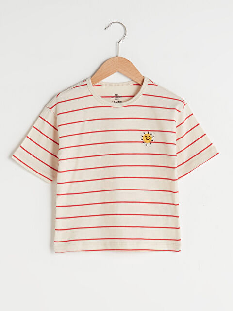 LCW baby Crew Neck Short Sleeve Striped Cotton Baby Boy T-shirt - S1HD17Z1-LJE