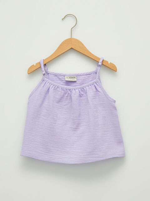 LCW Kids بلوزة قطنية أساسية بحمالات بياقة مربعة للبنات - S1HG17Z4-FKW